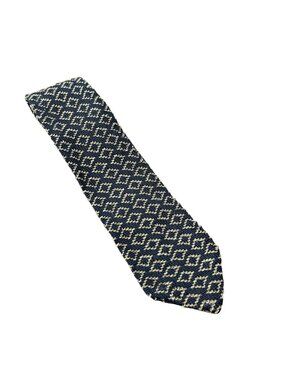 Briar One Size Navy Beige Diamond Pattern Knit Mens Tie Minimalist Retro